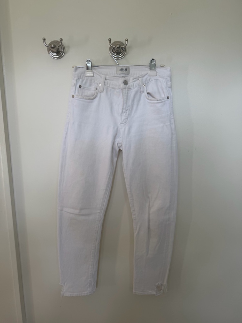 Agolde White Ankle Cropped High-Rise Jeans
